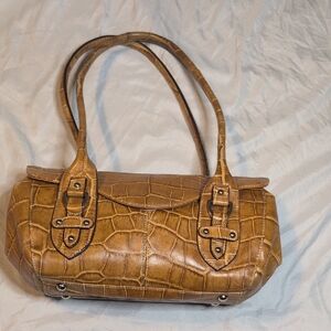 Tignanello Tan Crocodile-Embossed Shoulder Bag